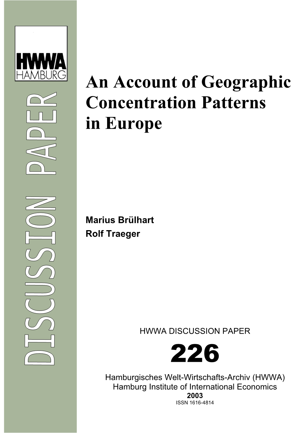 An Account of Geographic Concentration Patterns in Europe