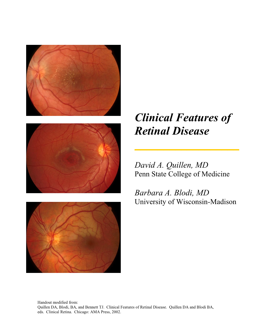 Clinical Features of Retinal Disease