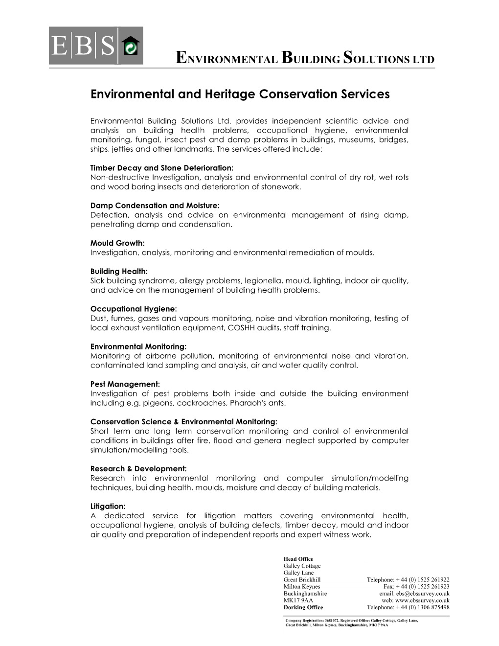 Environmental and Heritage Conservation Services