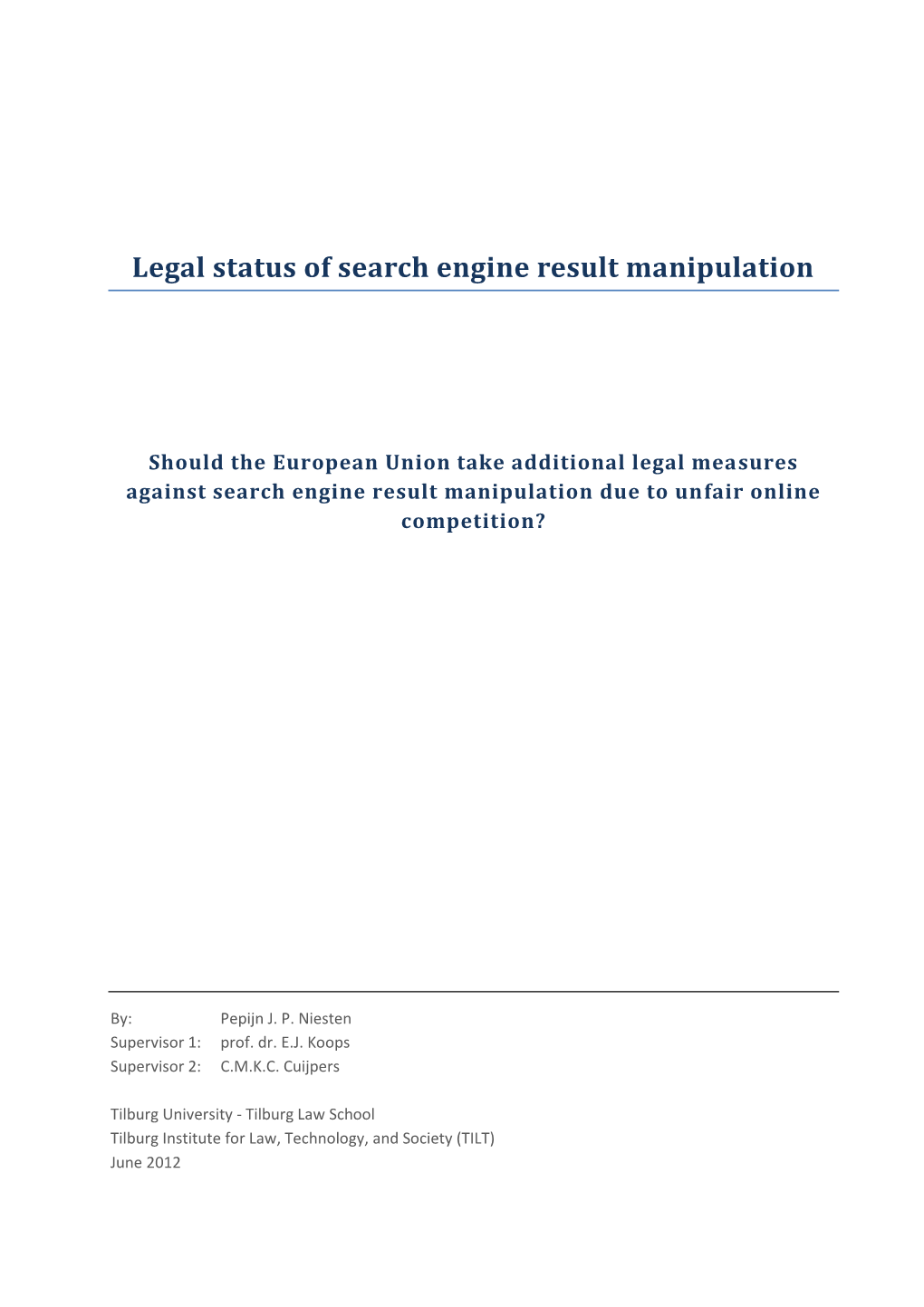 Legal Status of Search Engine Result Manipulation