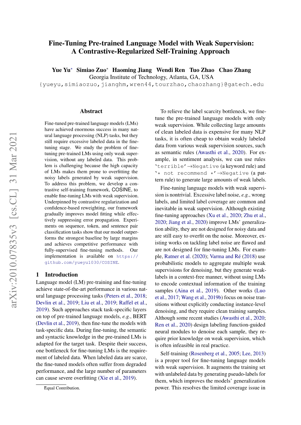 Arxiv:2010.07835V3 [Cs.CL] 31 Mar 2021 2019)