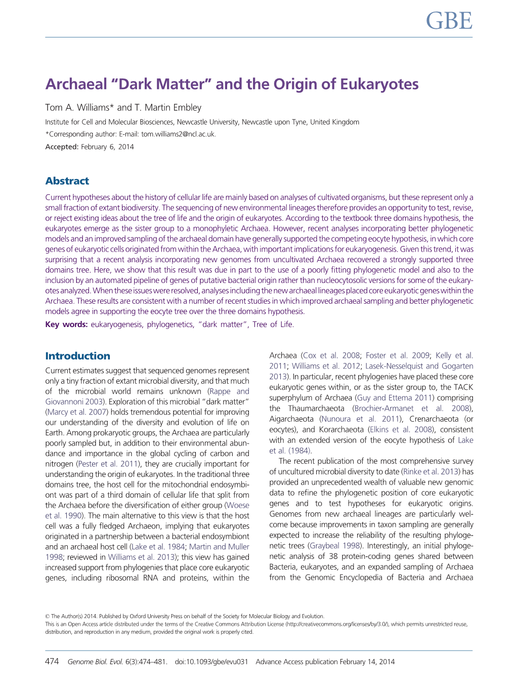 Archaeal “Dark Matter” and the Origin of Eukaryotes