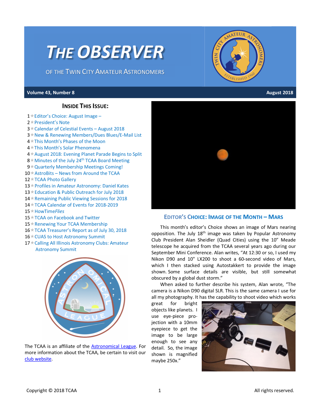 The Observer of the Twin City Amateur Astronomers