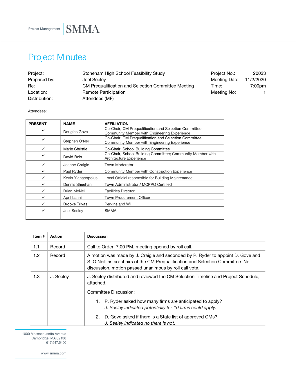 Project Minutes