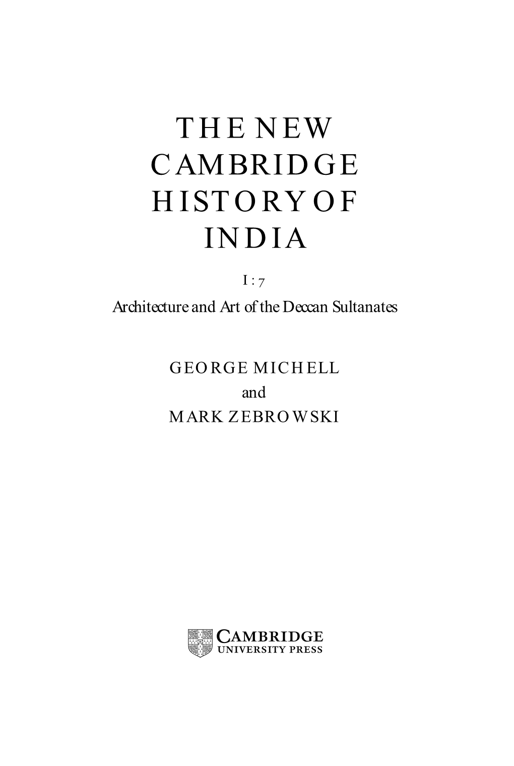 The New Cambridge History of India