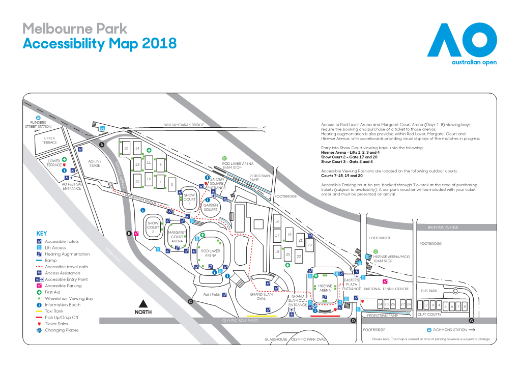 Melbourne Park Accessibility Map 2018