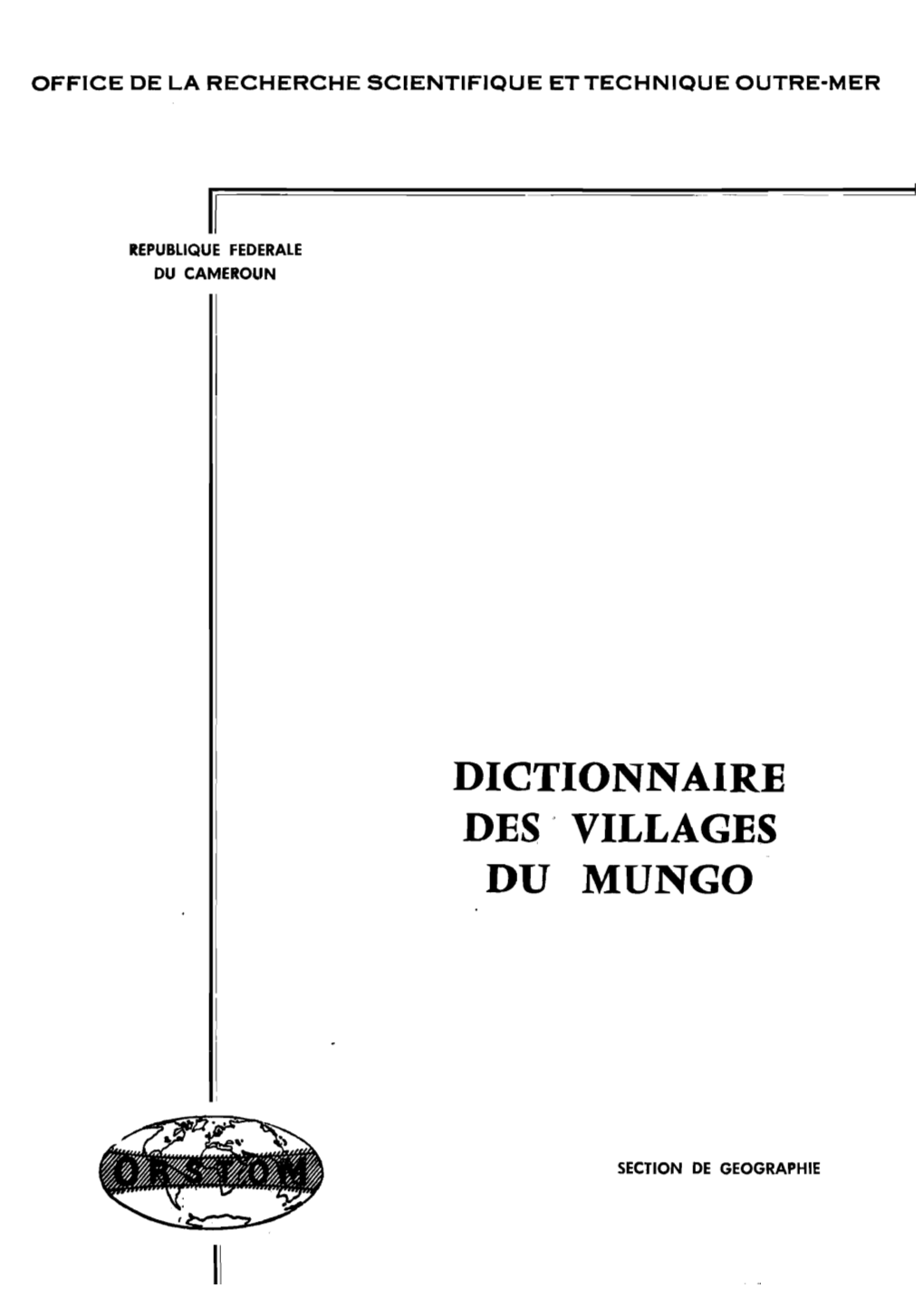 Dictionnaire Des Villages Du Mungo