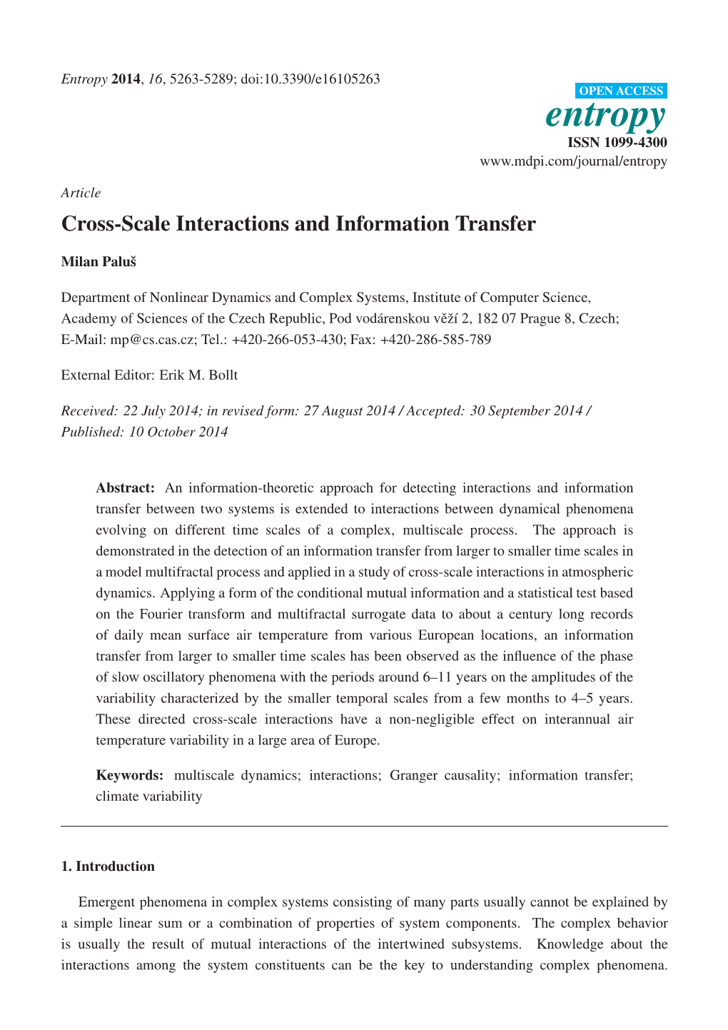 Cross-Scale Interactions and Information Transfer