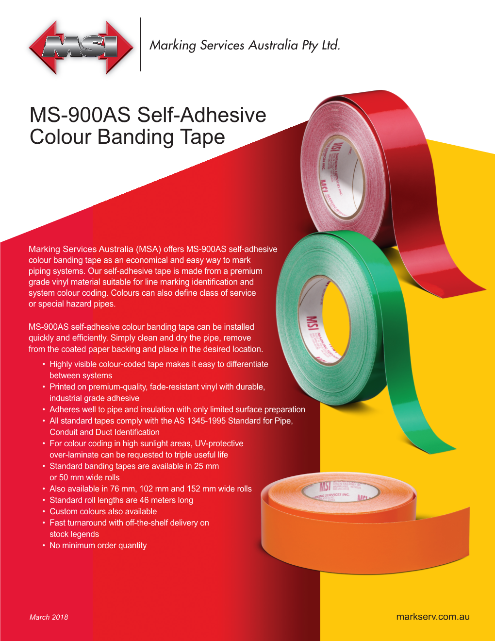 MS-900AS Self-Adhesive Colour Banding Tape