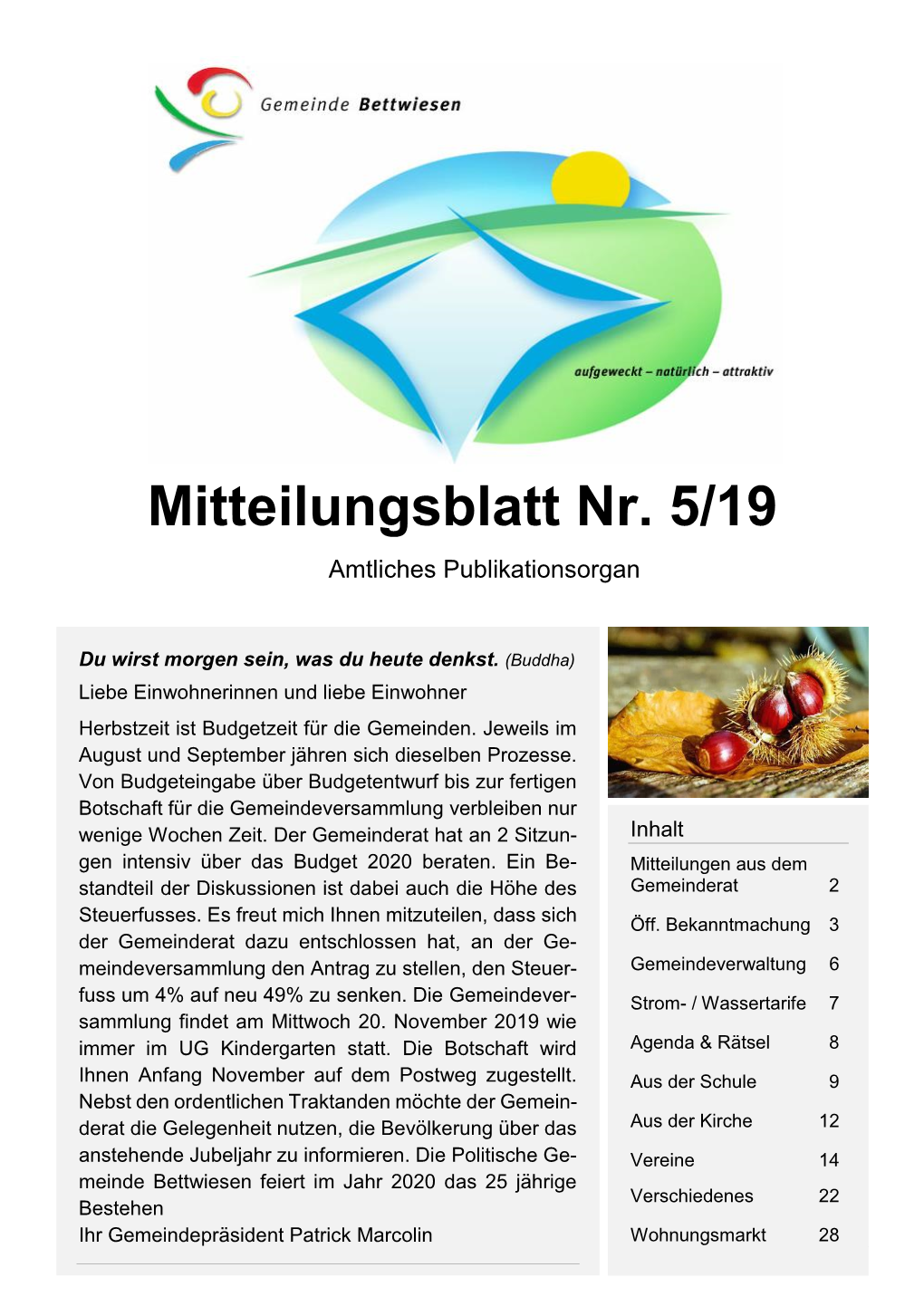 Mitteilungsblatt Nr. 5/19 Amtliches Publikationsorgan