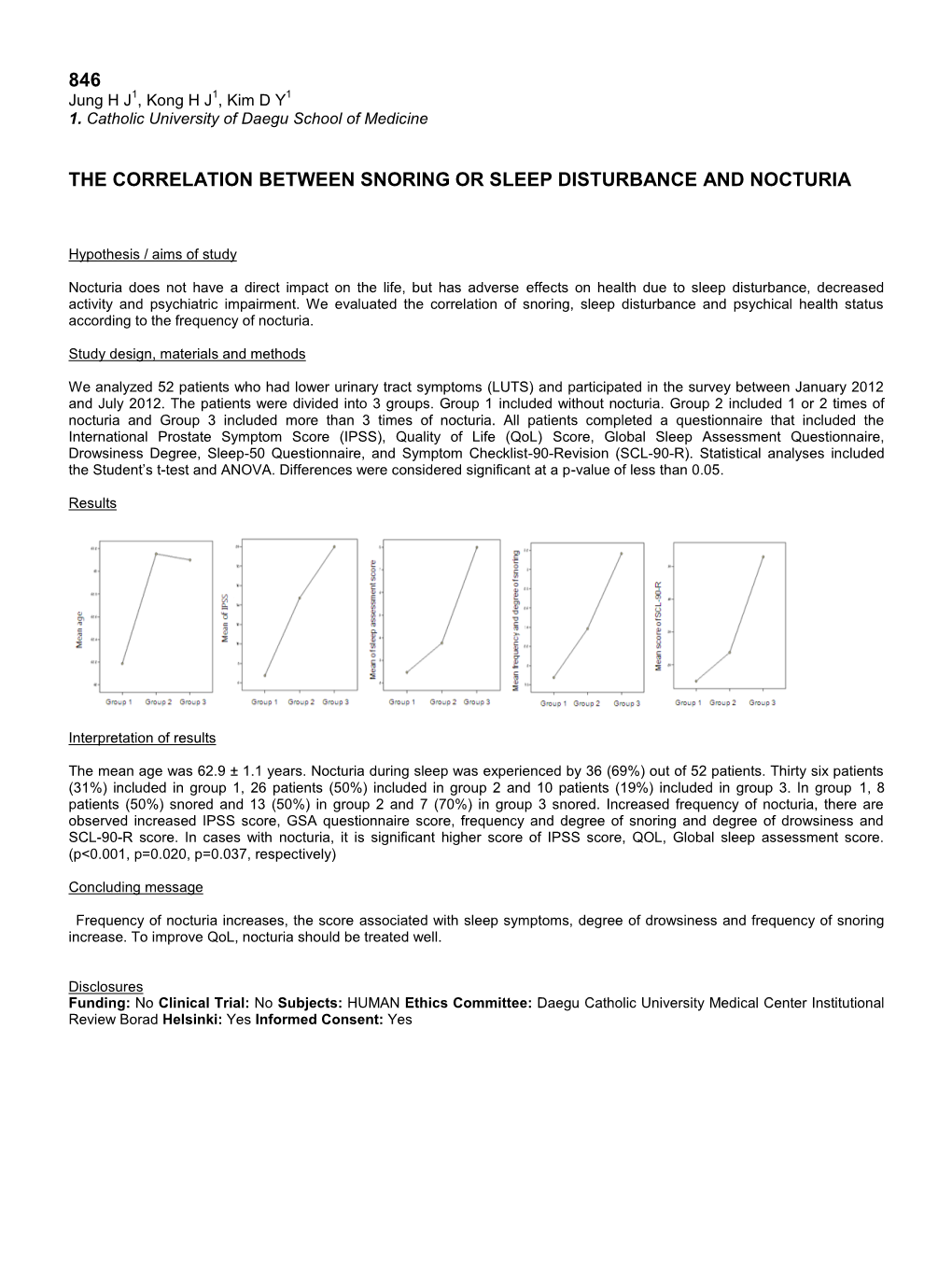 846 the Correlation Between Snoring Or Sleep