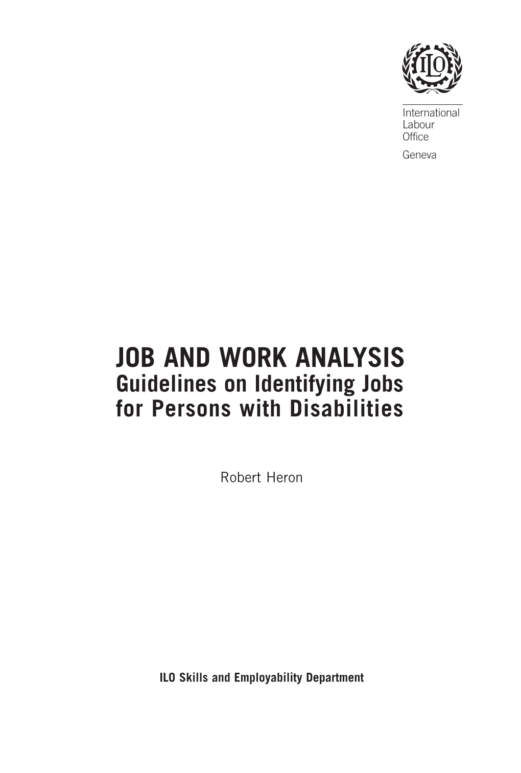 JOB and WORK ANALYSIS Guidelines on Identifying Jobs for Persons with Disabilities