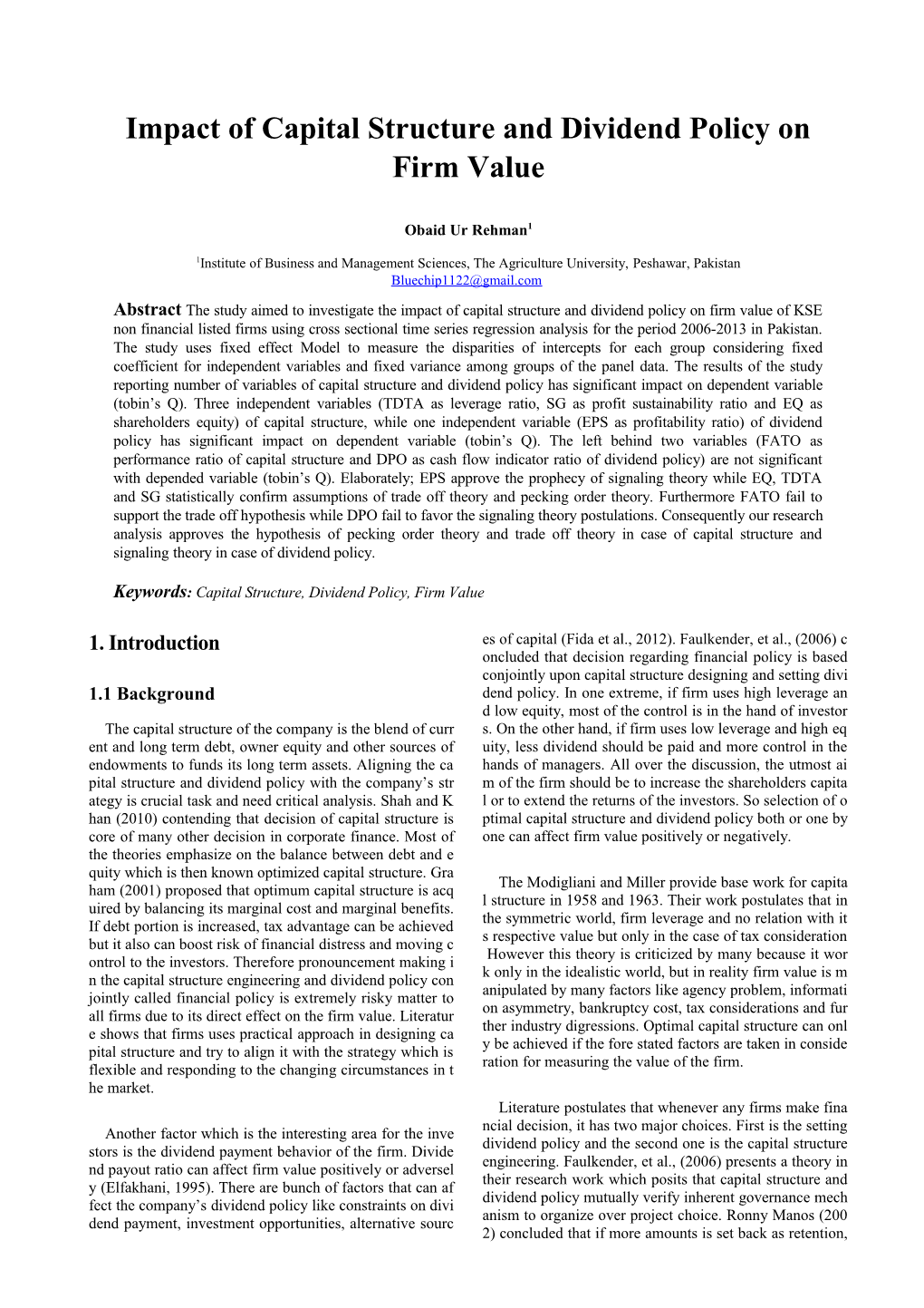 Impact of Capital Structure and Dividend Policy on Firm Value