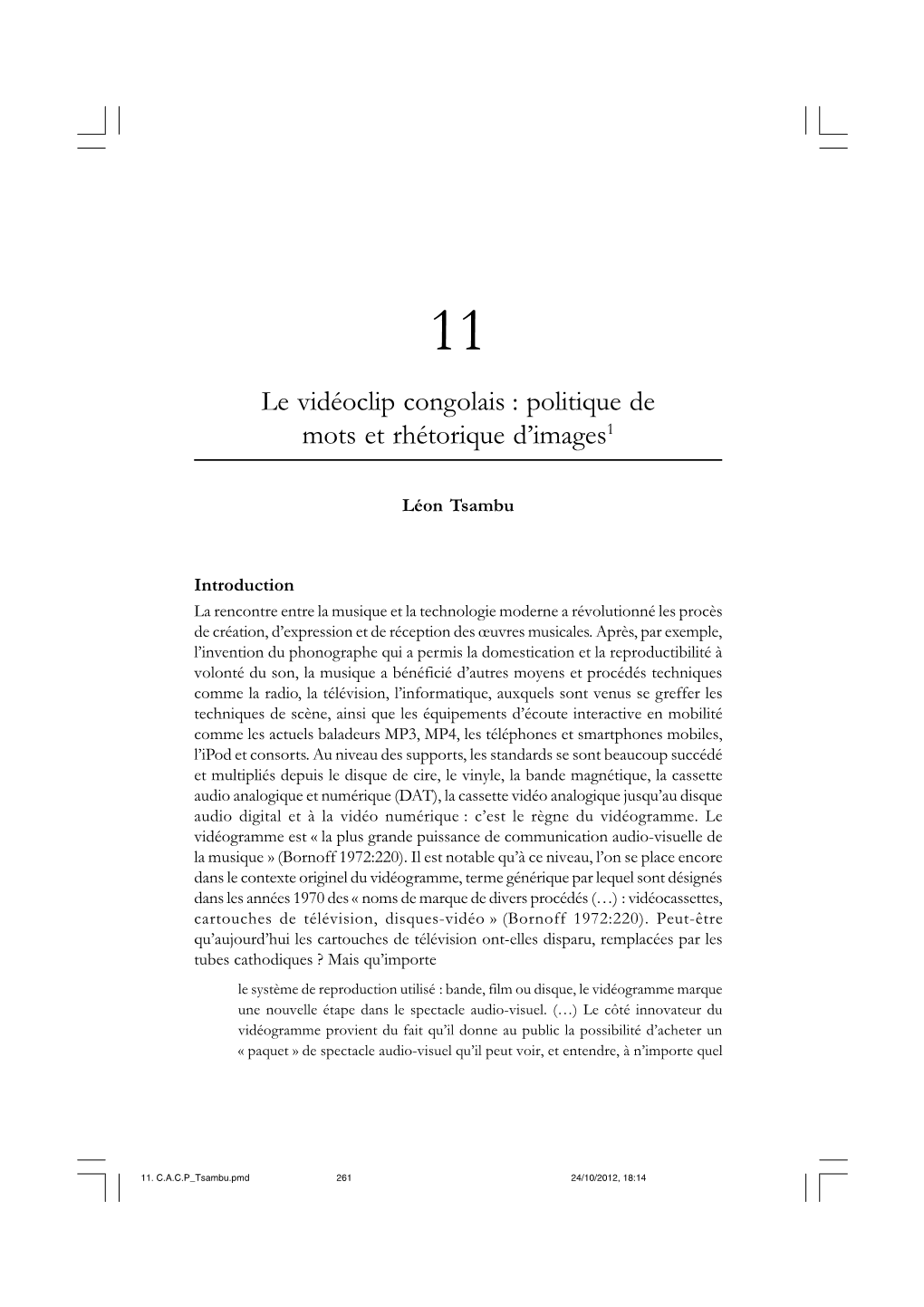 Le Vidéoclip Congolais : Politique De Mots Et Rhétorique D'images