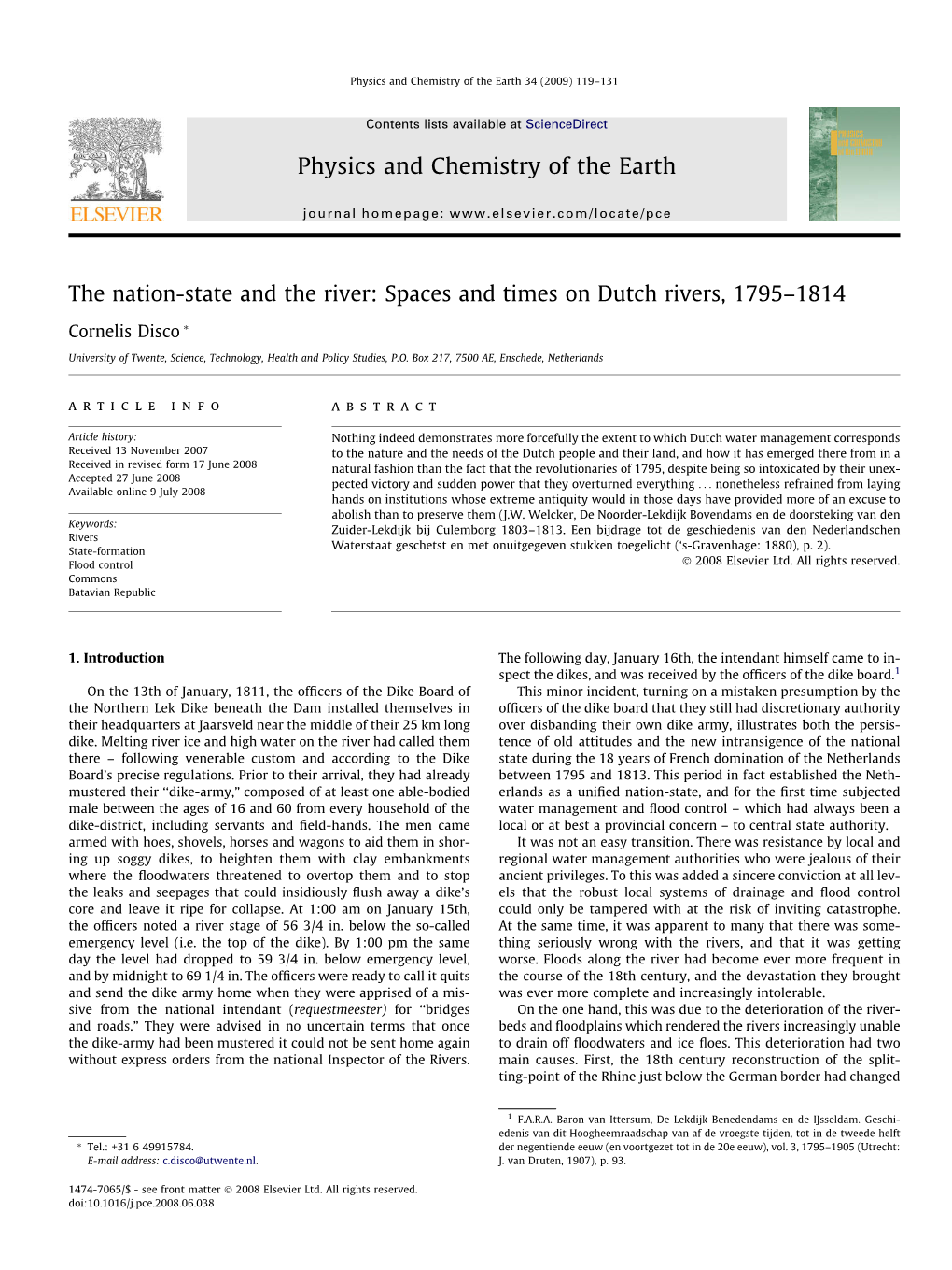 Physics and Chemistry of the Earth 34 (2009) 119–131