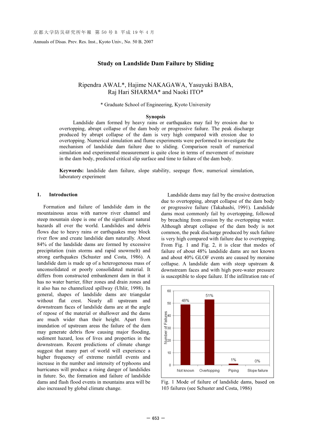 Study on Landslide Dam Failure by Sliding