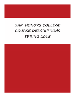 Unm Honors College Course Descriptions Spring 2015