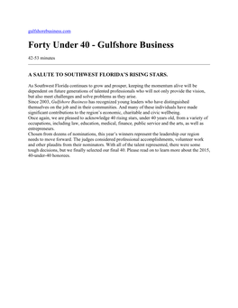 Forty Under 40 - Gulfshore Business