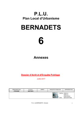 PLU Plan Local D'urbanisme BERNADETS 6 Annexes Dossier D