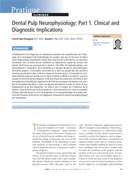 Dental Pulp Neurophysiology: Part 1. Clinical and Diagnostic Implications