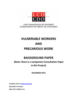 Vulnerable Workers and Precarious Work