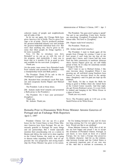 Remarks Prior to Discussions with Prime Minister Antonio Guterres of Portugal and an Exchange with Reporters April 3, 1997