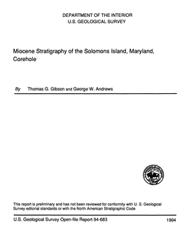Miocene Stratigraphy of the Solomons Island, Maryland, Corehole