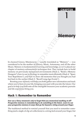COPYRIGHTED MATERIAL Hack 1: Remember to Remember