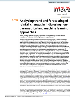 Analyzing Trend and Forecasting of Rainfall Changes in India Using