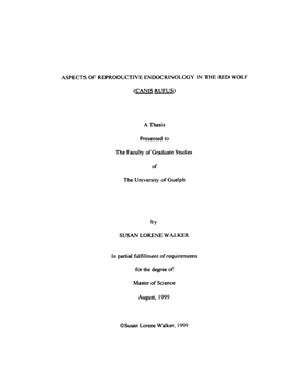 A Thesis Presented to the Faculty of Graduate Studies of [N Partial Fulfillment of Requirements Master of Science August, 1999