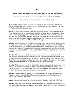 Final Three Trails Children's Narrative/Musical Program