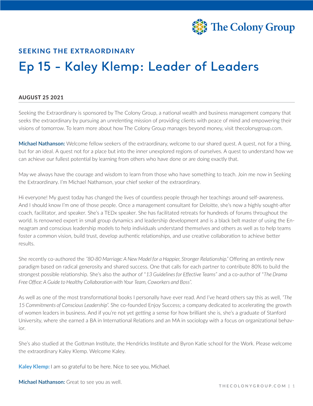 Kaley Klemp: Leader of Leaders