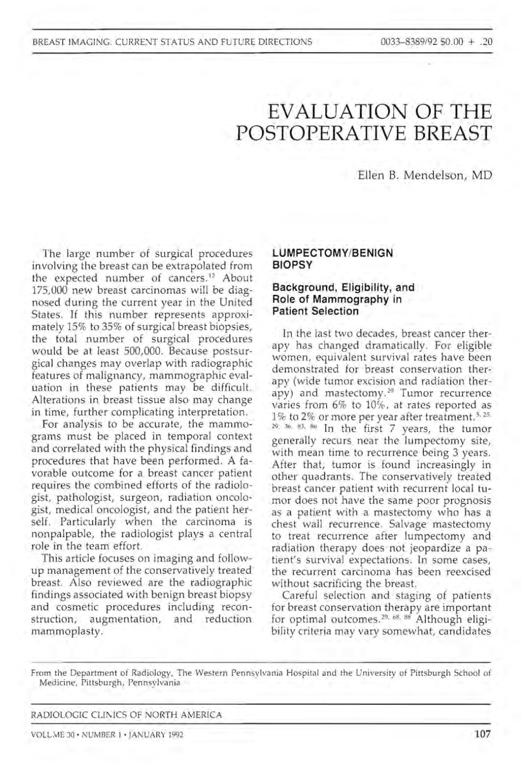 Evaluation of the Postoperative Breast