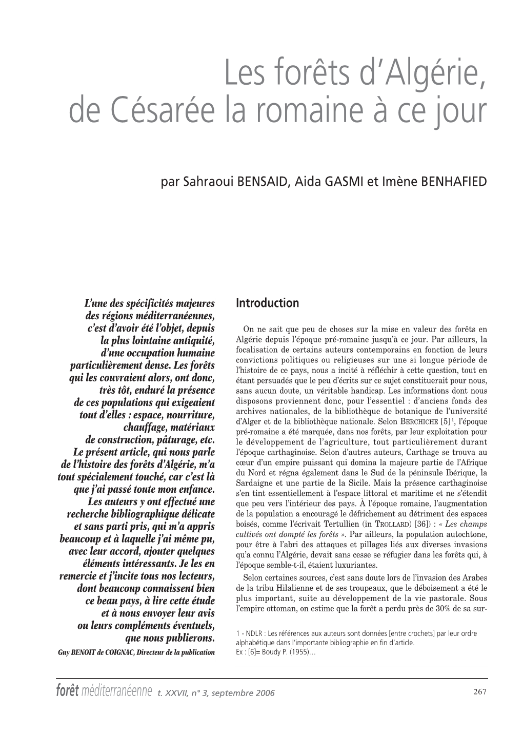 Les Forêts D'algérie, De Césarée La Romaine À Ce Jour