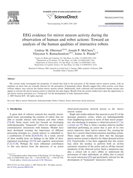 EEG Evidence for Mirror Neuron Activity During the Observation of Human and Robot Actions: Toward an Analysis of the Human Qualities of Interactive Robots