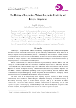 Linguistic Relativity and Integral Linguistics