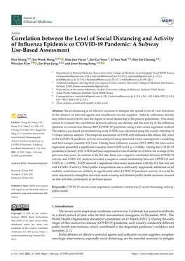 Correlation Between the Level of Social Distancing and Activity of Inﬂuenza Epidemic Or COVID-19 Pandemic: a Subway Use-Based Assessment