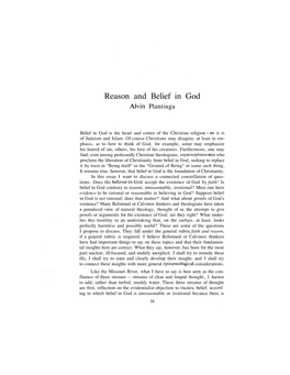 Plantiga, Alvin. "Reason and Belief in God"
