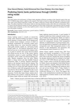 Predicting Islamic Banks Performance Through CAMELS Rating Model