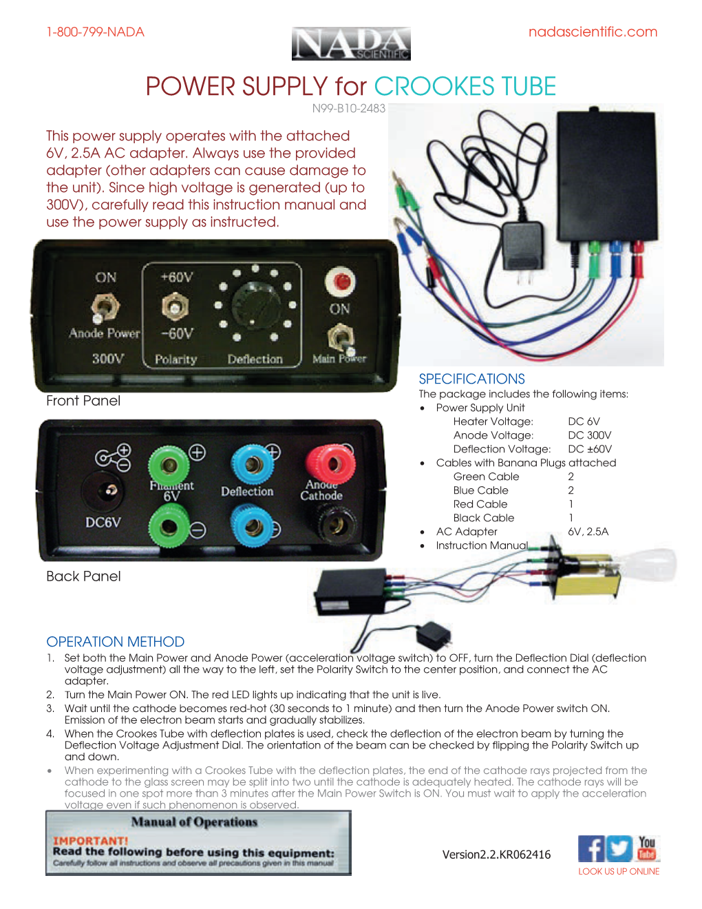 POWER SUPPLY for CROOKES TUBE N99-B10-2483