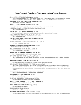 Host Clubs of Carolinas Golf Association Championships