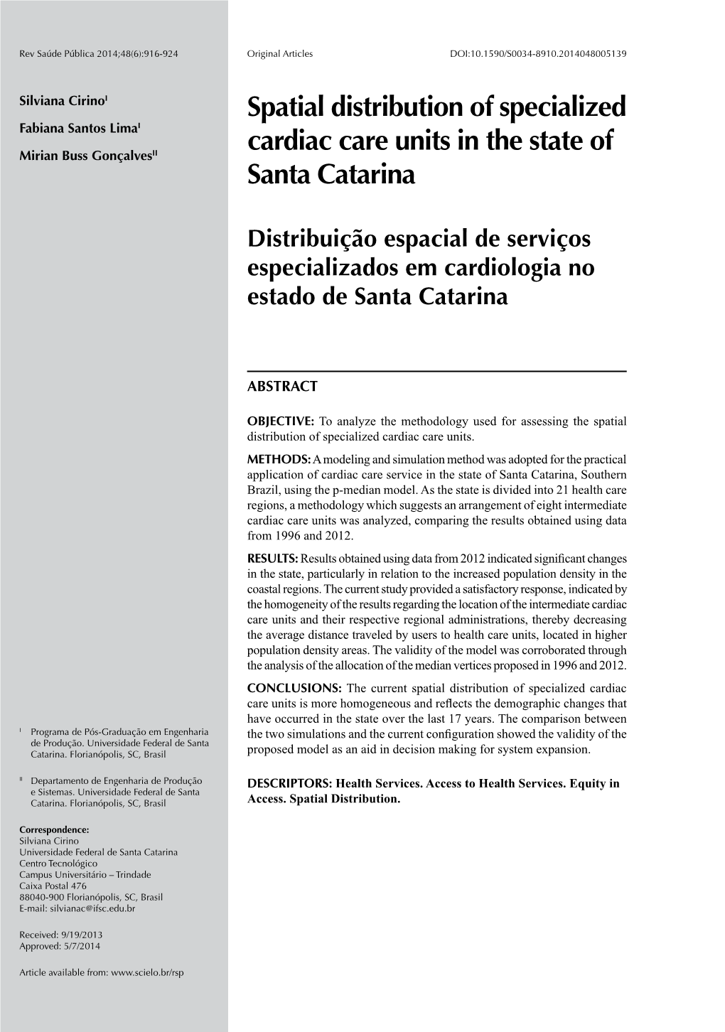 Spatial Distribution of Specialized Cardiac Care Units