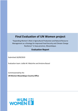 Final Evaluation of UN Women Project “Expanding Women’S Role in Agricultural Production and Natural Resource