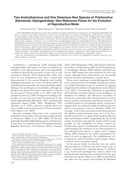 Two Androdioecious and One Dioecious New Species of Pristionchus (Nematoda: Diplogastridae): New Reference Points for the Evolution of Reproductive Mode