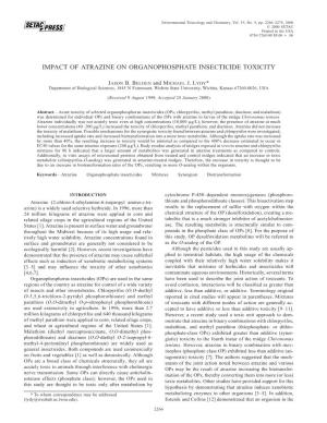Impact of Atrazine on Organophosphate Insecticide Toxicity