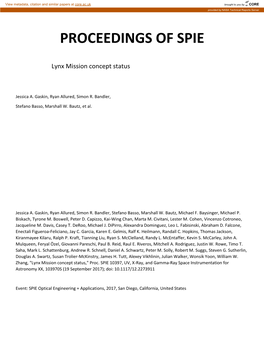 Proceedings of Spie