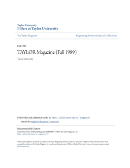 TAYLOR Magazine (Fall 1989) Taylor University