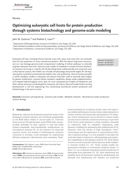 Optimizing Eukaryotic Cell Hosts for Protein Production Through Systems Biotechnology and Genomescale Modeling