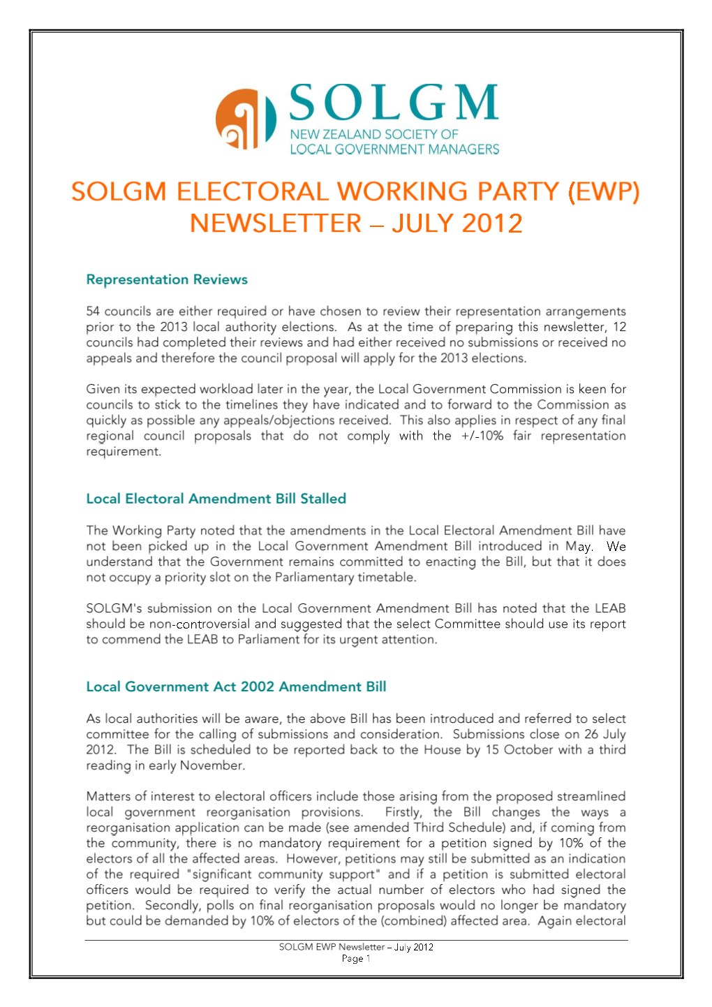 Ewp Newsletter – December 2008