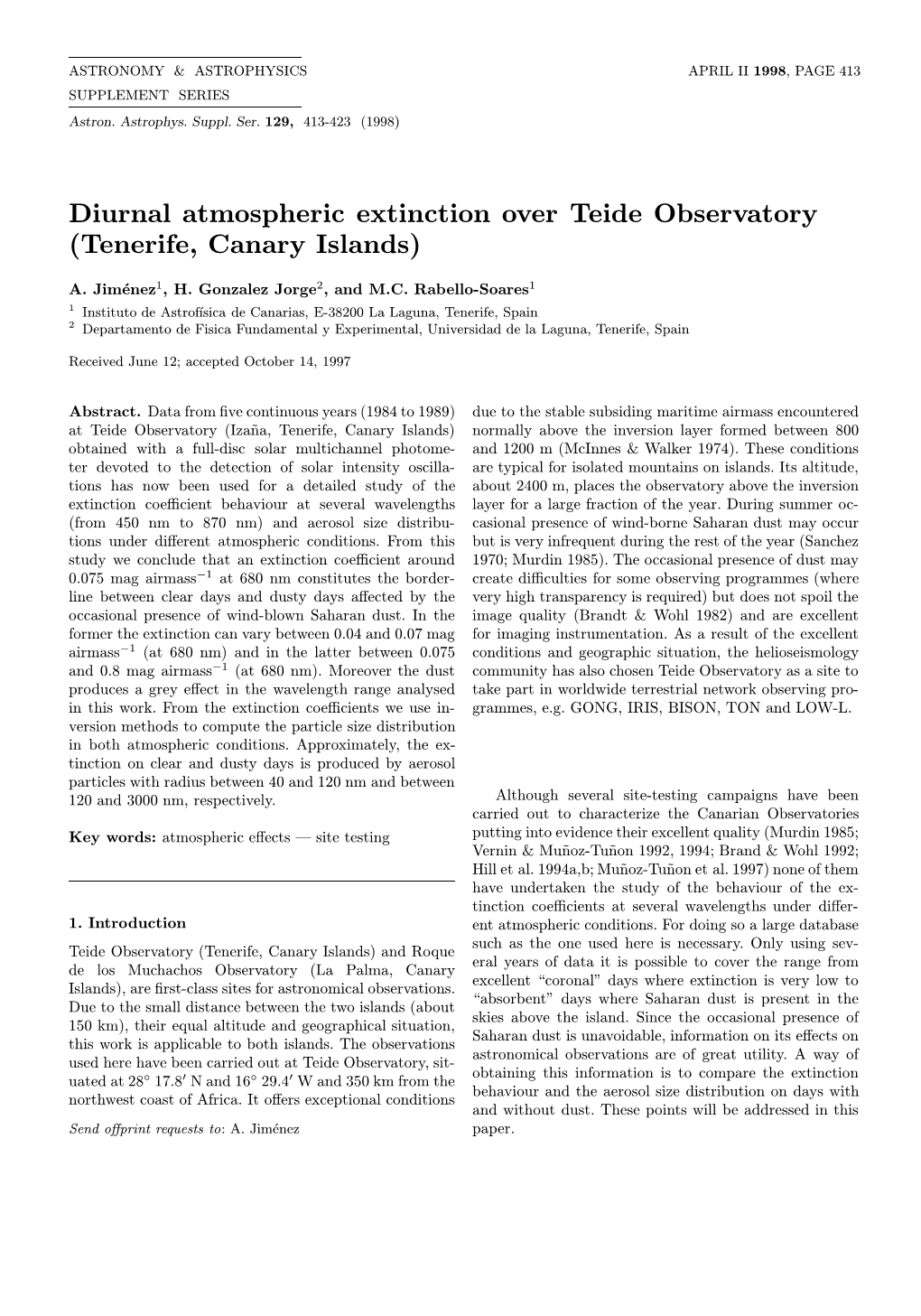 Diurnal Atmospheric Extinction Over Teide Observatory (Tenerife, Canary Islands)